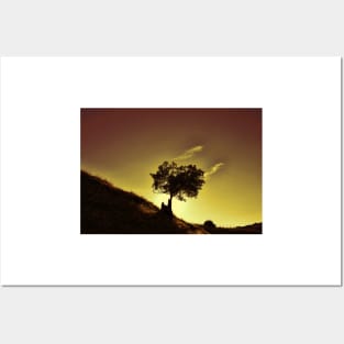 Mountain Tree Silhouette Posters and Art